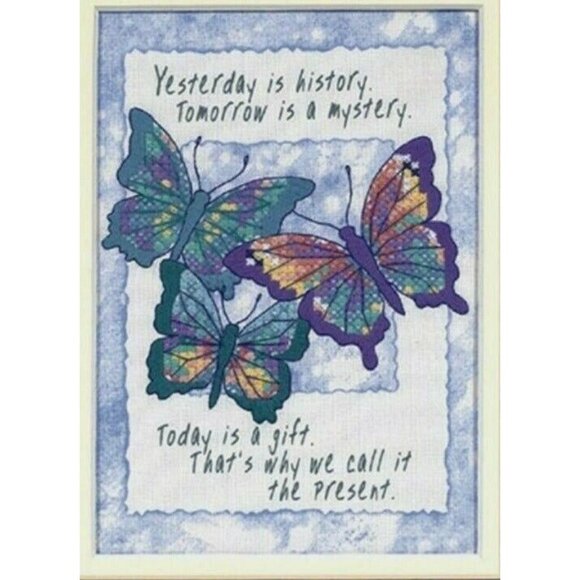 Cross Stitch Kit Dimensions Today Is A Gift #16730 Complete Stamped Sealed 5x7 - Picture 5 of 5